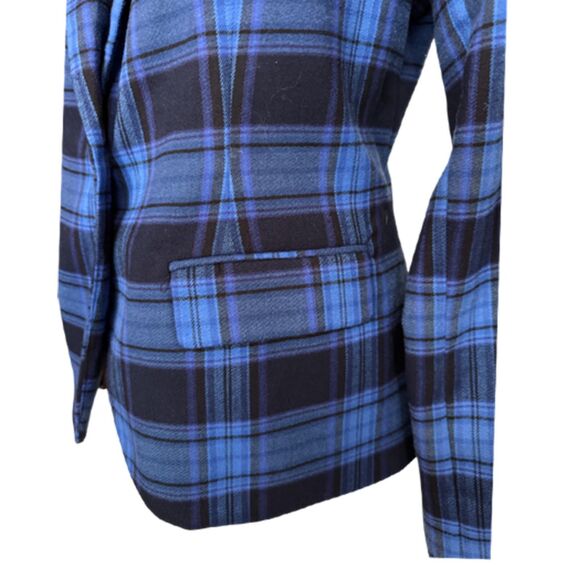 Merona Blue Plaid Flannel Tailored Fit  Blazer - Picture 8 of 13